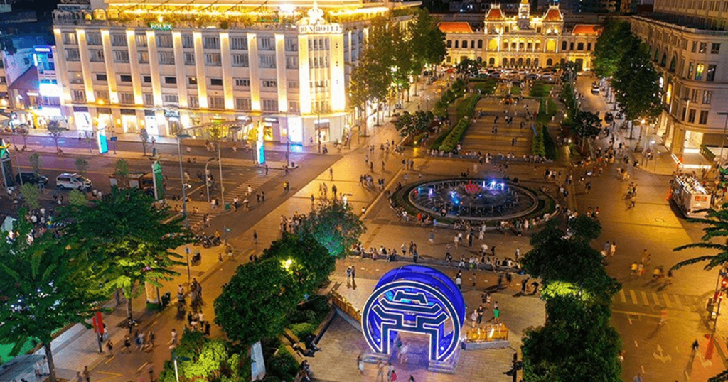 nguyen hue walking street ho chi minh city vibrant boulevard