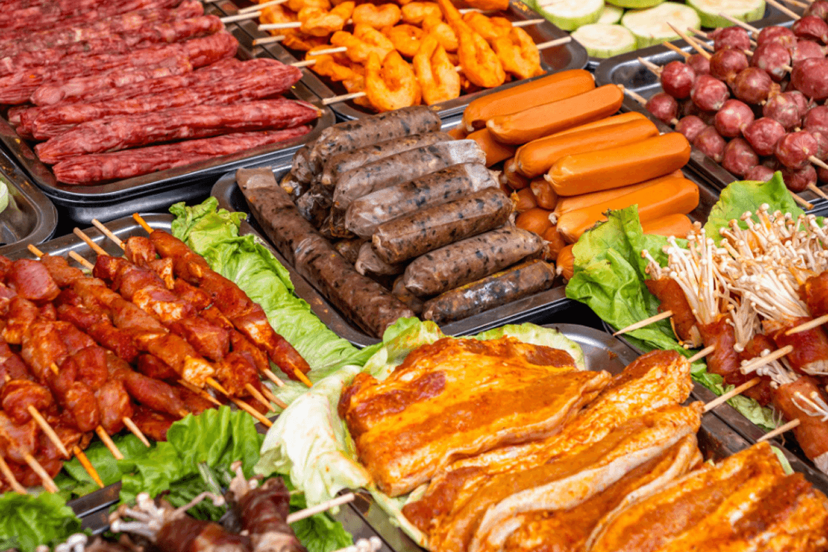 apa street food grilled skewers charcoal BBQ night market