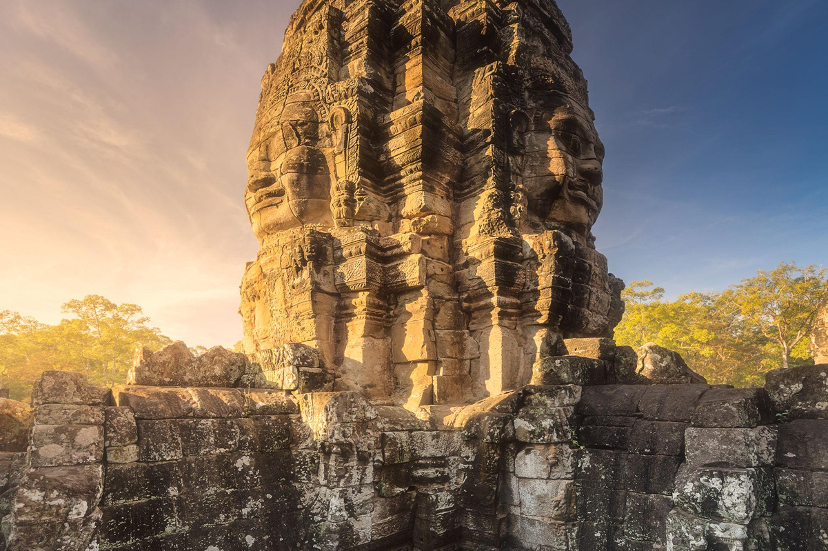Giant stone faces of Bayon Temple towers