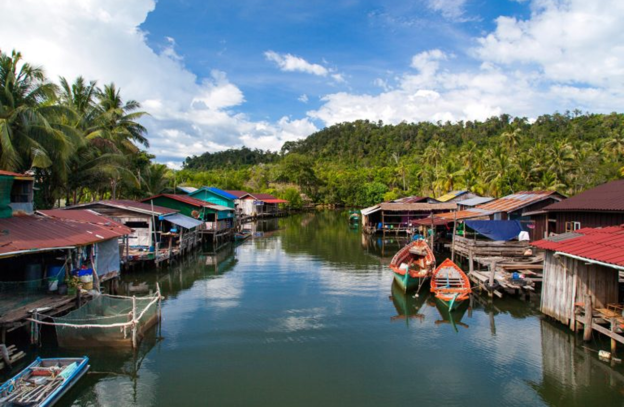 Tonle Sap Lake floating village in Cambodia