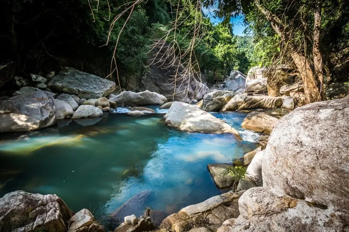 Map route showing Ba Ho Waterfall near Nha Trang city center
