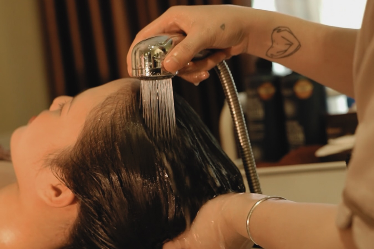 Hair and scalp treatment session at Aramsa Spa
